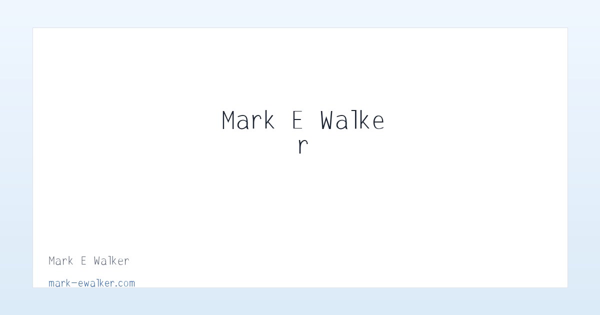 Mark E Walker 主图